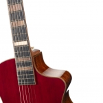 Cort akusztikus gitár, oldalsó hanglyukakkal, Fishman elektronikával, félkemény tokkal, áttetsző bordó