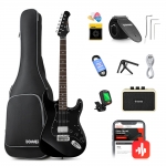 Donner Seeker Deluxe elektromos gitár szett erősítővel, fekete